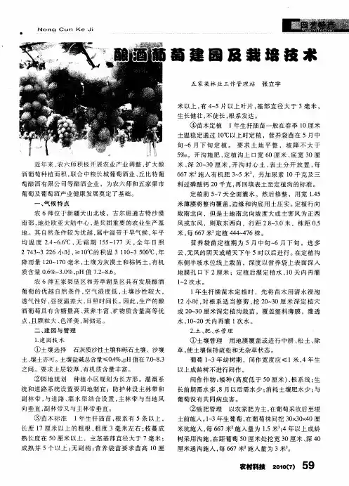 酿酒葡萄建园及栽培技术