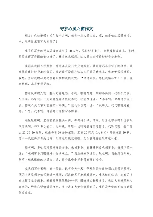 守护心灵之窗作文