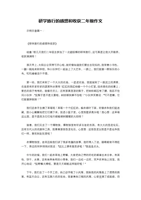 研学旅行的感想和收获二年级作文