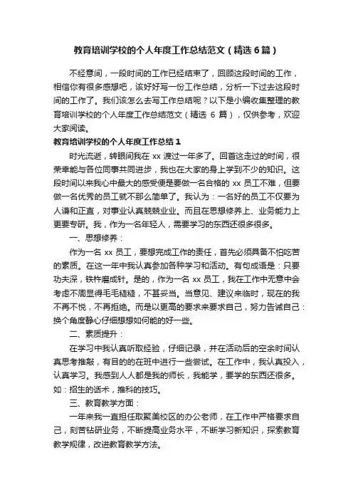 教育培训学校的个人年度工作总结范文（精选6篇）