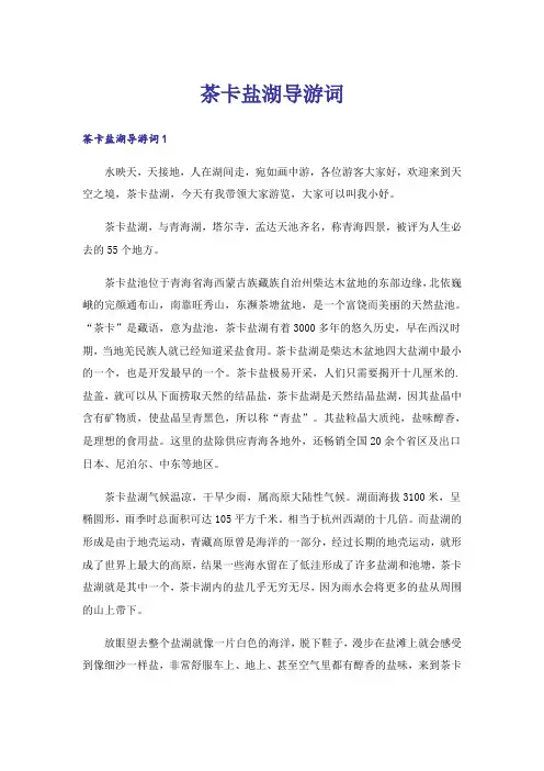 茶卡盐湖导游词