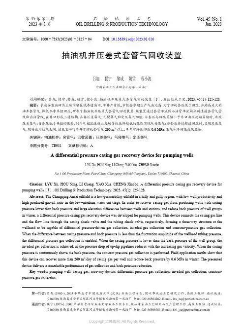 抽油机井压差式套管气回收装置