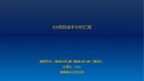 XX项目成本分析汇报ppt