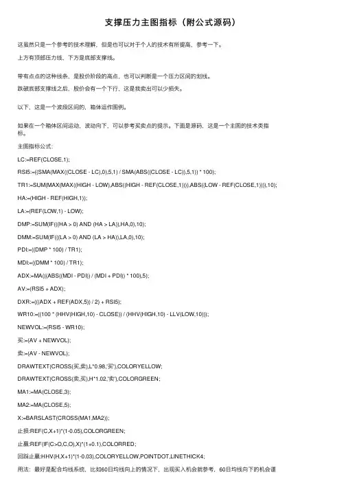 支撑压力主图指标（附公式源码）