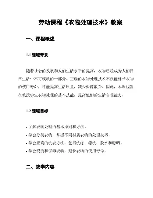 劳动课程《衣物处理技术》教案