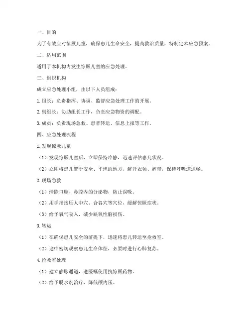 惊厥儿童应急预案