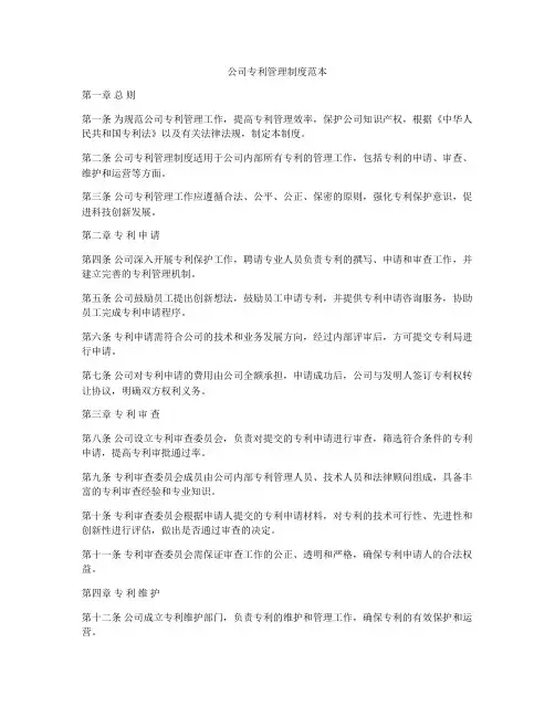 公司专利管理制度范本