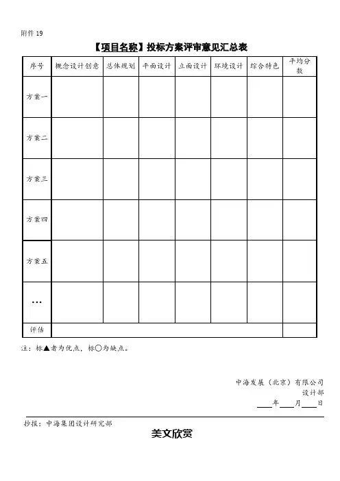(附件19)投标方案评审意见汇总表.doc