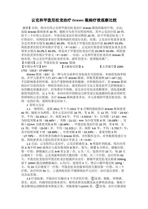 云克和甲泼尼松龙治疗Graves眼病疗效观察比较
