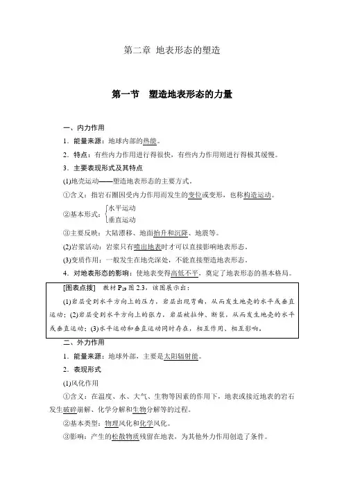 新教材人教版高中地理选择性必修1第2章地表形态的塑造 知识点考点重点难点归纳总结
