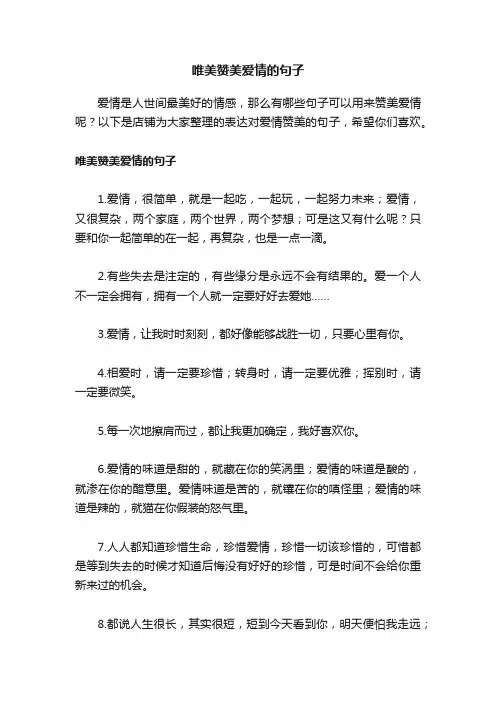 唯美赞美爱情的句子
