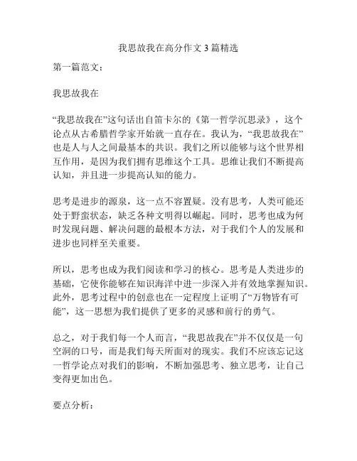 我思故我在高分作文3篇精选