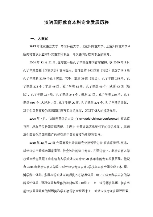 汉语国际教育本科专业发展历程