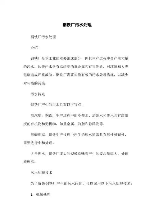 钢铁厂污水处理