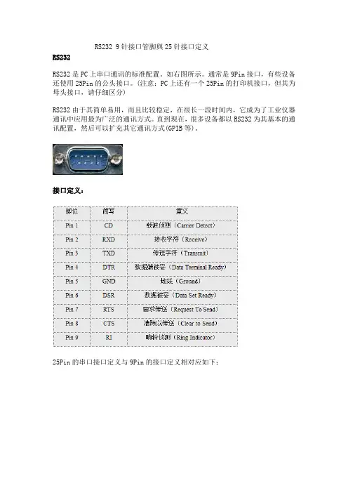 接口管脚定义及注释