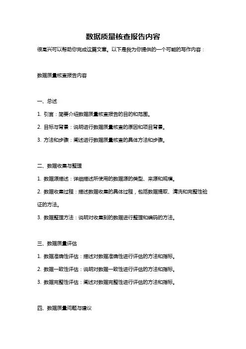 数据质量核查报告内容