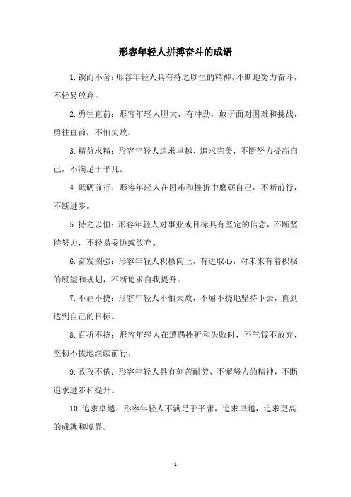 形容年轻人拼搏奋斗的成语