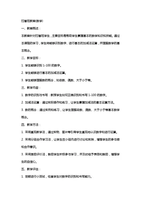 扫盲班教案(数学)