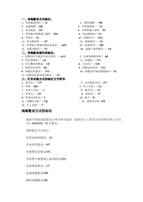建筑电气设计图中的标注符号