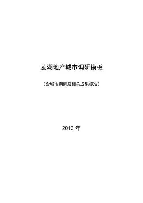 龙湖地产城市调研分析报告模板