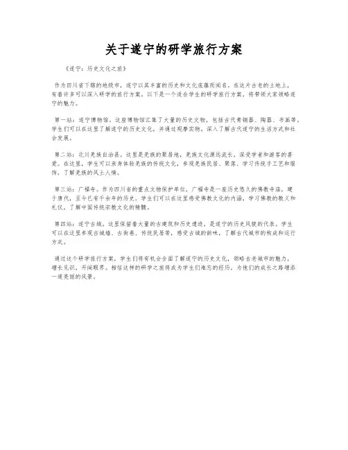 关于遂宁的研学旅行方案