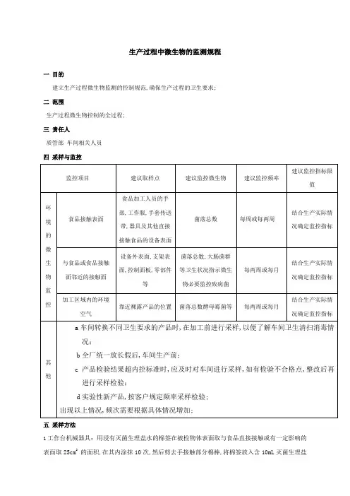 生产过程微生物监控
