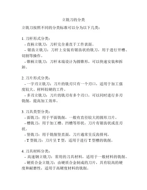 立铣刀的分类