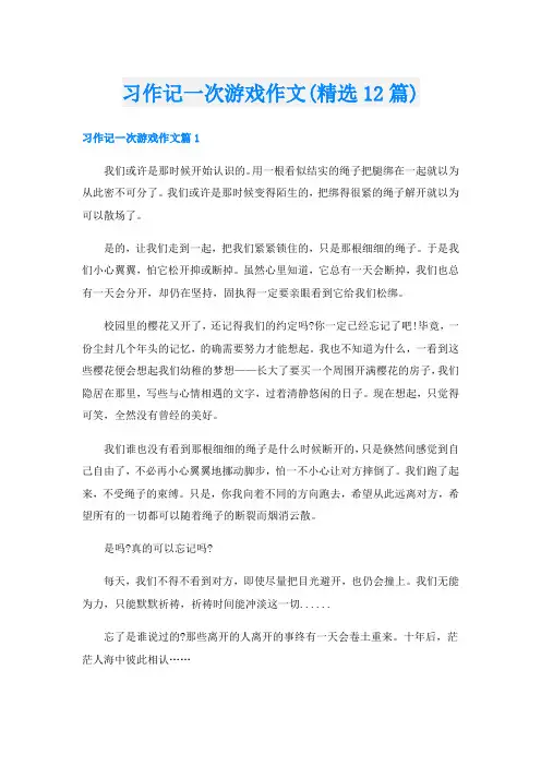 习作记一次游戏作文(精选12篇)