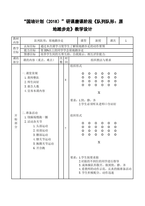 队列队形：原地踏步走