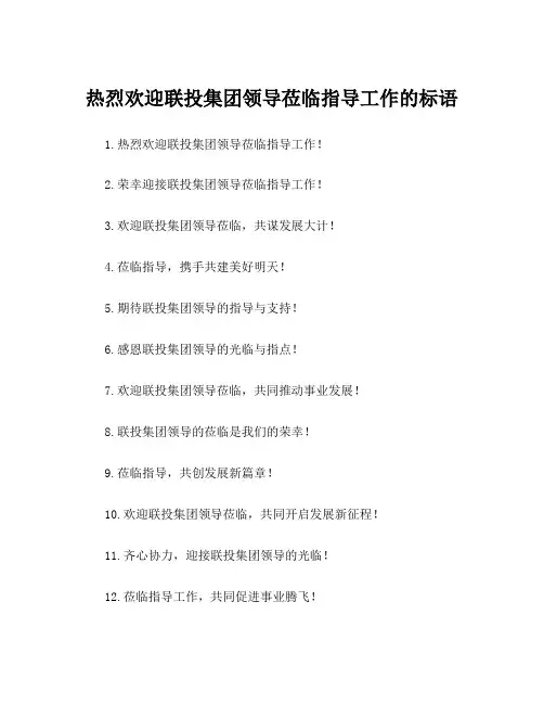 热烈欢迎联投集团领导莅临指导工作的标语