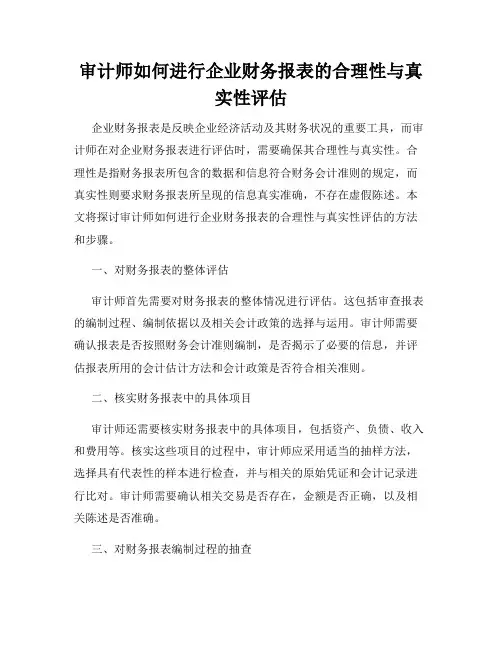审计师如何进行企业财务报表的合理性与真实性评估