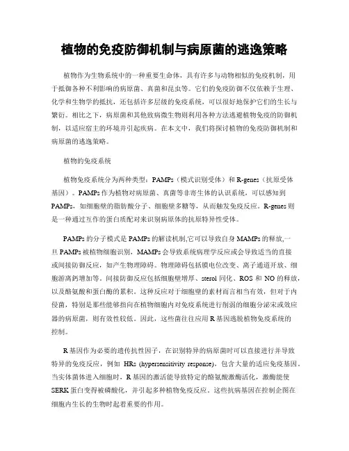 植物的免疫防御机制与病原菌的逃逸策略