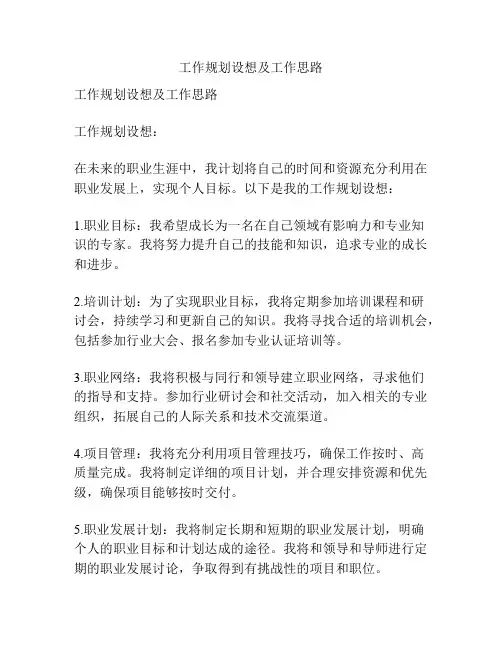 工作规划设想及工作思路