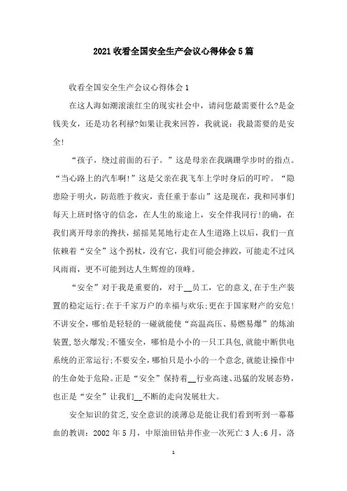 2021收看全国安全生产会议心得体会5篇