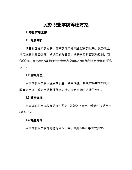民办职业学院筹建方案