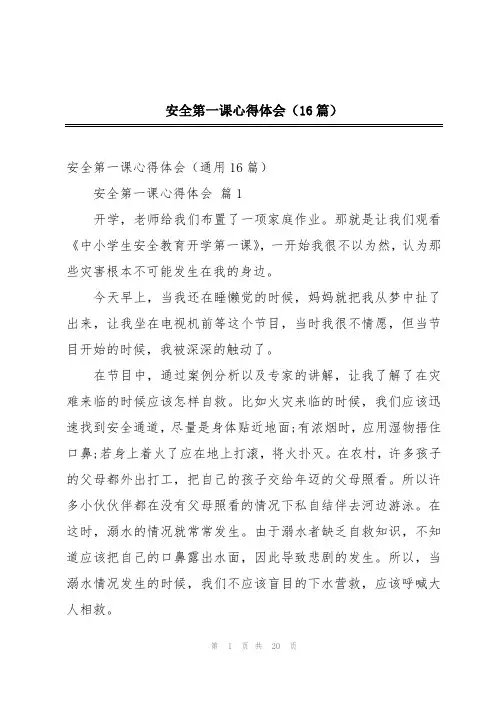 安全第一课心得体会(16篇)