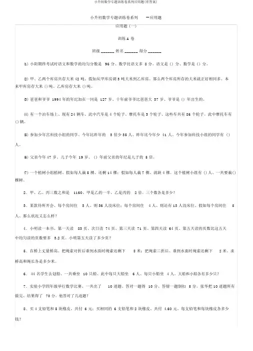小升初数学专题训练卷系列应用题(有答案)