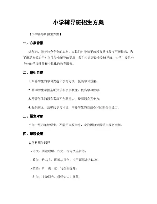 小学辅导班招生方案