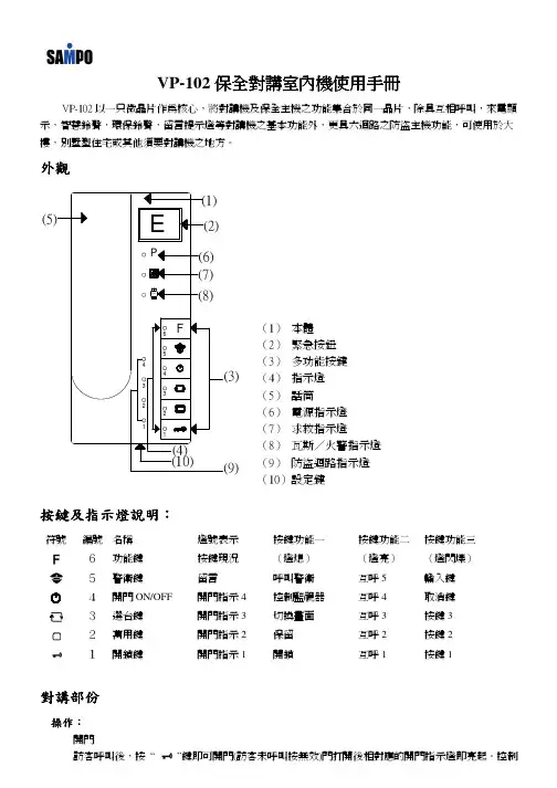 SAMPO VP-102保全对讲室内机说明书