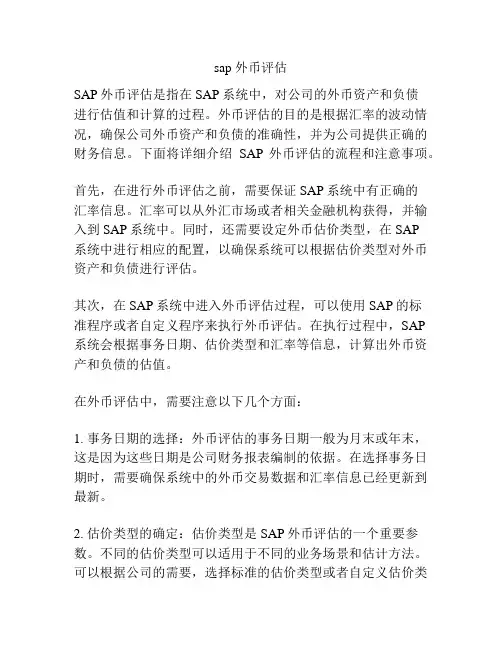 sap 外币评估