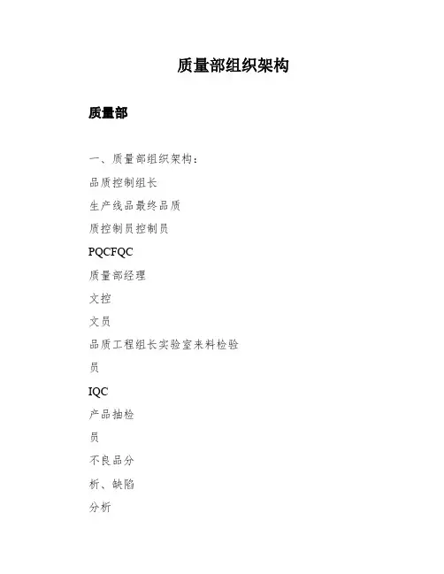 质量部组织架构