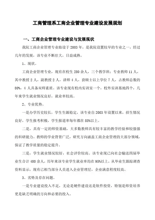 工商管理专业建设发展规划