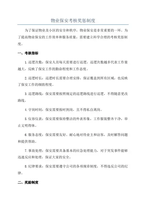 物业保安考核奖惩制度