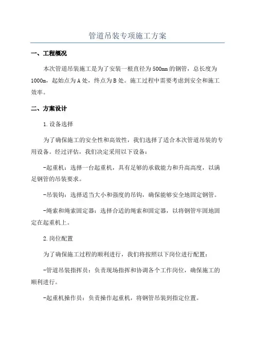 管道吊装专项施工方案