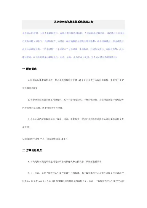 企业网络视频监控系统解决方案