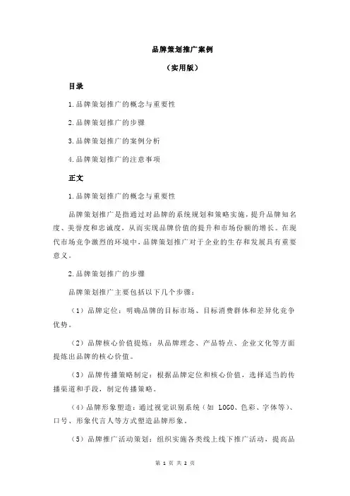 品牌策划推广案例