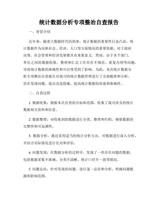 统计数据分析专项整治自查报告