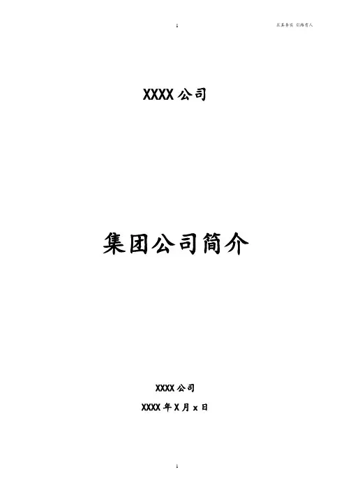 集团公司基本情况简介模板-最新版