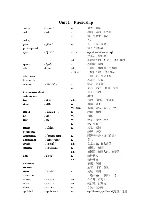 (完整word)人教版高一英语必修1词汇带音标