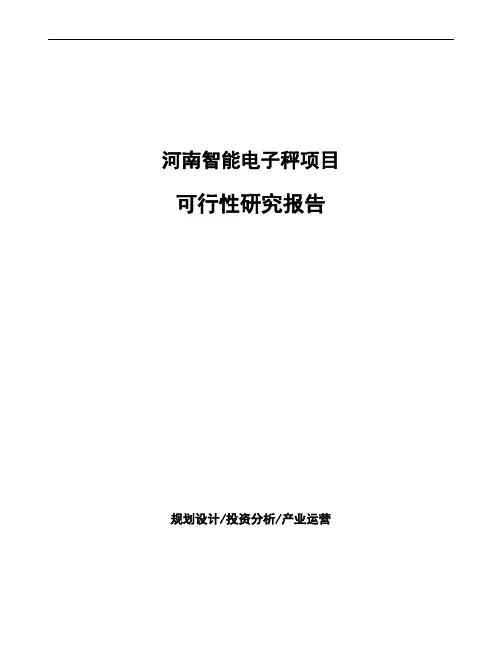 河南智能电子秤项目可行性研究报告